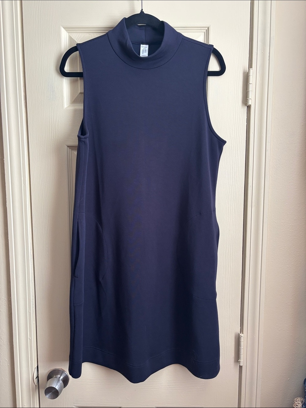 Spanx Air Essentials Sleeveless Mock Neck Shift Dress - Navy
